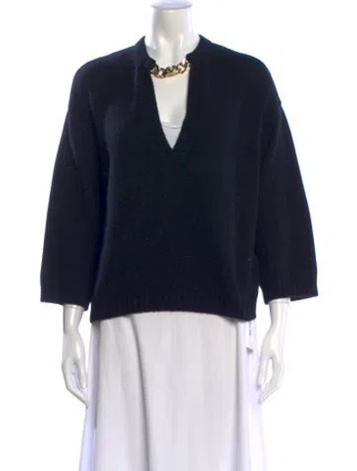 Pre-owned Valentino Cashmere V-neck Sweater In Black