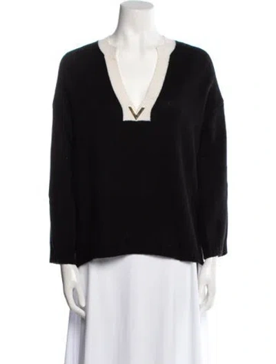 Pre-owned Valentino Cashmere V-neck Sweater In Black
