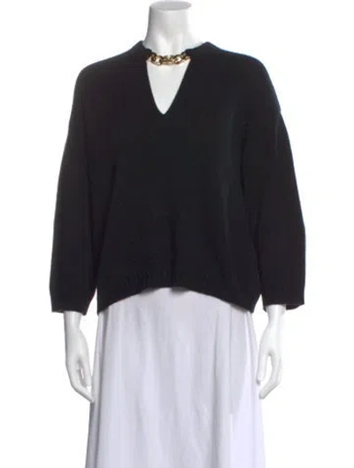 Pre-owned Valentino Cashmere V-neck Sweater In Black