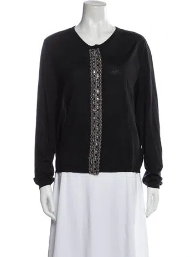 Pre-owned Valentino Cashmere V-neck Sweater In Black