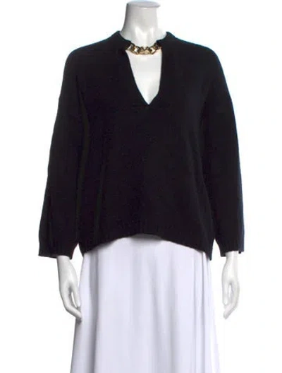 Pre-owned Valentino Cashmere V-neck Sweater In Black