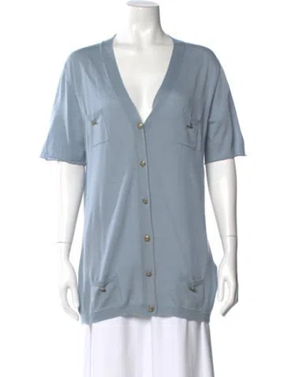 Pre-owned Valentino Cashmere V-neck Sweater In Blue