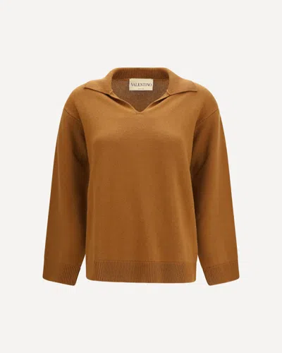 Valentino Cashmere V-neck Sweater In Brown