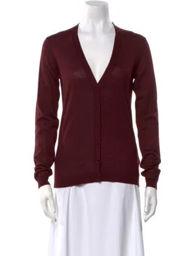 Pre-owned Valentino Cashmere V-neck Sweater In Burgundy
