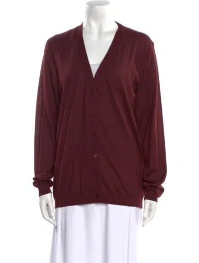 Pre-owned Valentino Cashmere V-neck Sweater In Burgundy
