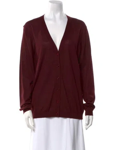Pre-owned Valentino Cashmere V-neck Sweater In Burgundy