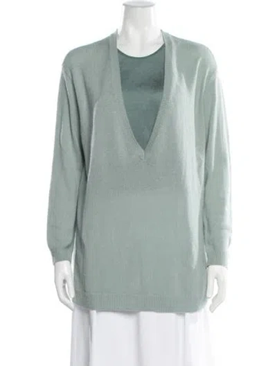 Pre-owned Valentino Cashmere V-neck Sweater In Green