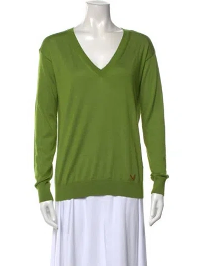 Pre-owned Valentino Cashmere V-neck Sweater In Green