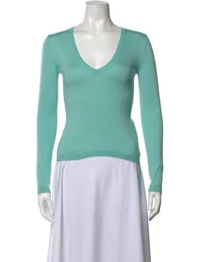 Pre-owned Valentino Cashmere V-neck Sweater In Green
