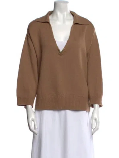 Pre-owned Valentino Cashmere V-neck Sweater In Neutral