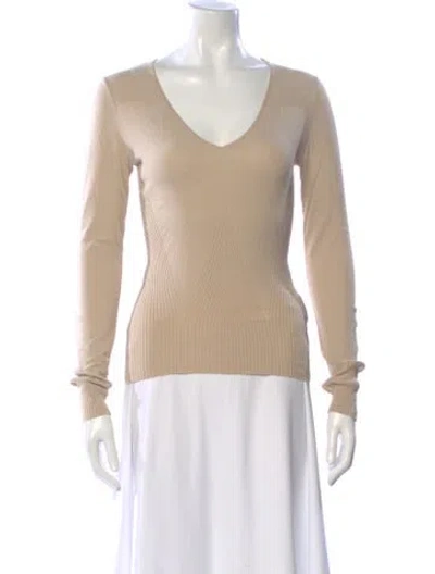 Pre-owned Valentino Cashmere V-neck Sweater In Neutral