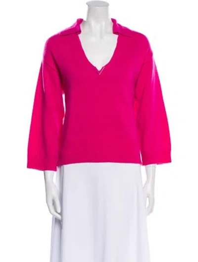 Pre-owned Valentino Cashmere V-neck Sweater In Pink
