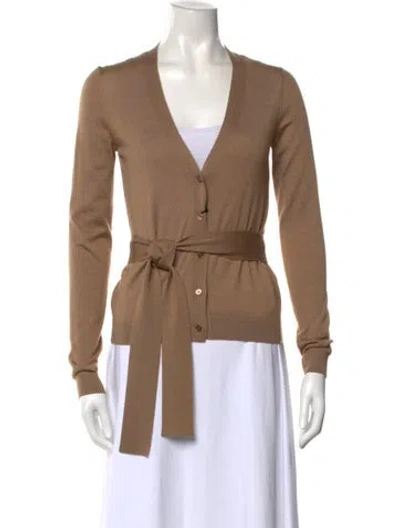 Pre-owned Valentino Cashmere V-neck Sweater W/ Tags In Brown