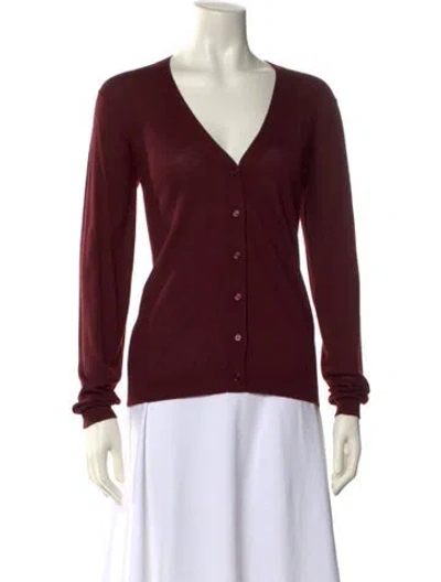 Pre-owned Valentino Cashmere V-neck Sweater W/ Tags In Burgundy