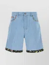 Valentino Tailored Shorts With Floral Trim And Pockets In Blue