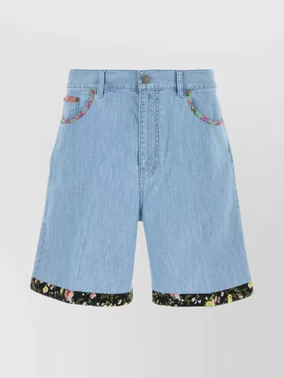 VALENTINO CASUAL FLORAL TRIM DENIM SHORTS