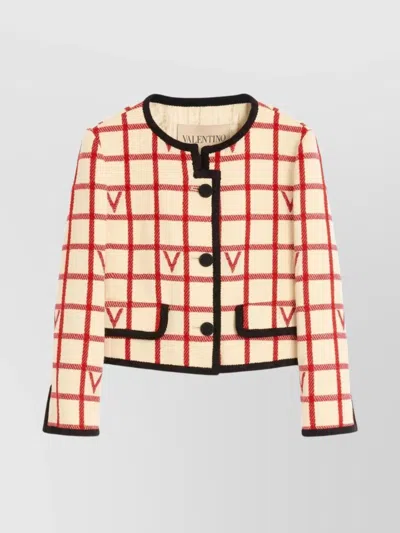 VALENTINO CASUAL JACKET WITH CONTRAST TRIM AND POCKETS