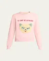 Valentino Cat-embroidered Cotton Jersey Sweatshirt In Pink