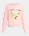 Valentino Cat-embroidered Cotton Jersey Sweatshirt In Pink