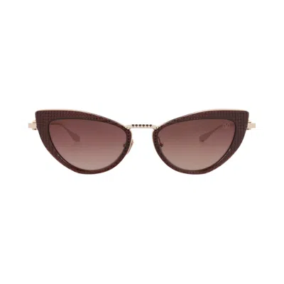 Pre-owned Valentino Cat Eye Frame Acetate/metal Sunglasses 'bordeaux/gold/rose' | Brown | Women's Size Onesize