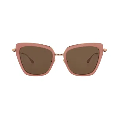 Pre-owned Valentino Cat Eye Frame Acetate/metal Sunglasses 'pink/gold/brown' | Women's Size Onesize