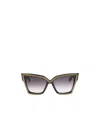 Valentino V-grace Cat Eye Frame Sunglasses With Gold-tone Detailing In Multicolor