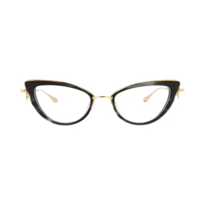 Pre-owned Valentino Garavani Valentino Cat Eye Titanium/acetate Optical Frames 'black/gold/transparent' | Women's Size Onesize