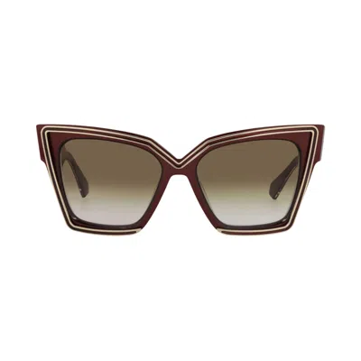 Pre-owned Valentino Cat Eye-frame Acetate Sunglasses 'bordeaux/brown' | Women's Size Onesize