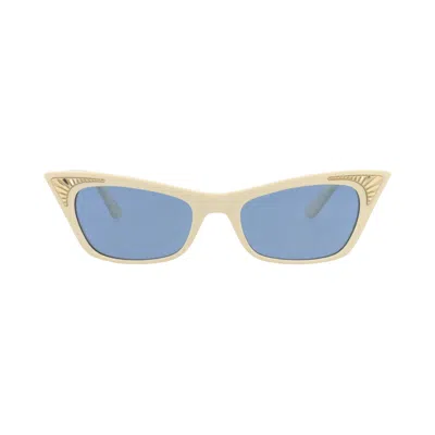 Pre-owned Valentino Cat Eye-frame Acetate Sunglasses 'ivory/blue' | Cream | Women's Size Onesize