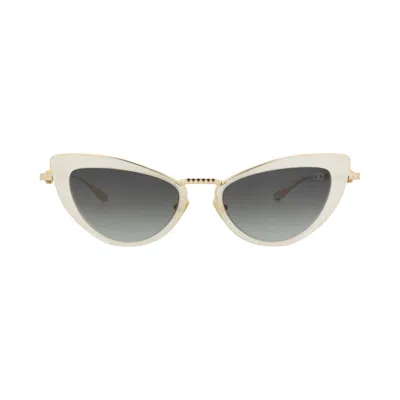 Pre-owned Valentino Cat Eye-frame Acetate/metal Sunglasses 'white/gold/grey' | Women's Size Onesize