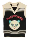 Valentino Cat-motif Stripe-detail Vest In Black