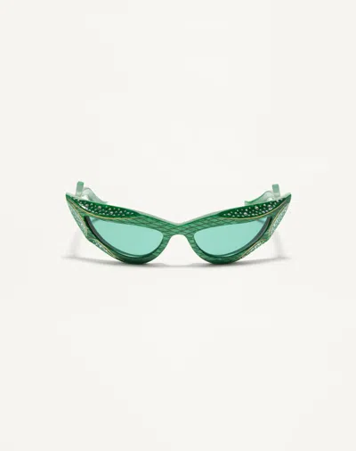 Valentino Garavani Valentino Cat-eye Acetate Eyewear Unisex Green/green 56 In グリーン/グリーン