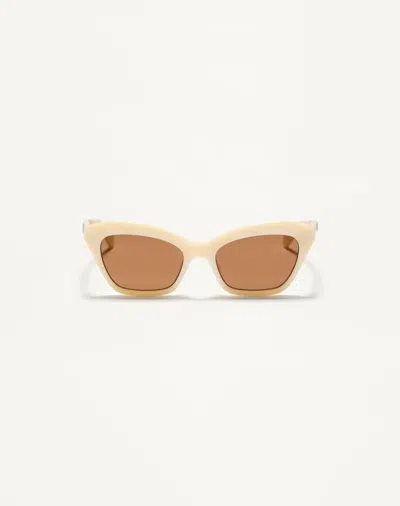 Valentino Garavani Valentino Cat-eye Acetate Eyewear Woman Ivory/brown 52 In Multi