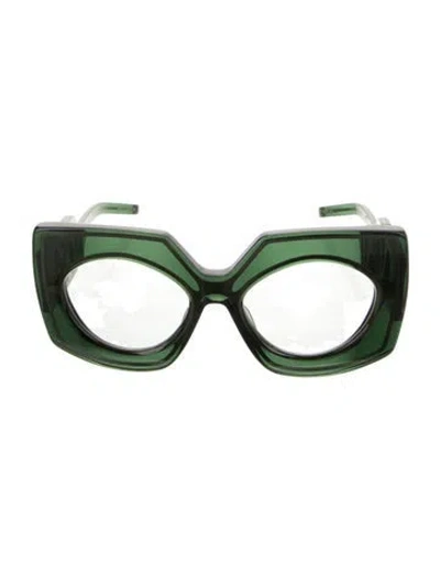 Pre-owned Valentino Cat-eye Clear Sunglasses In Green