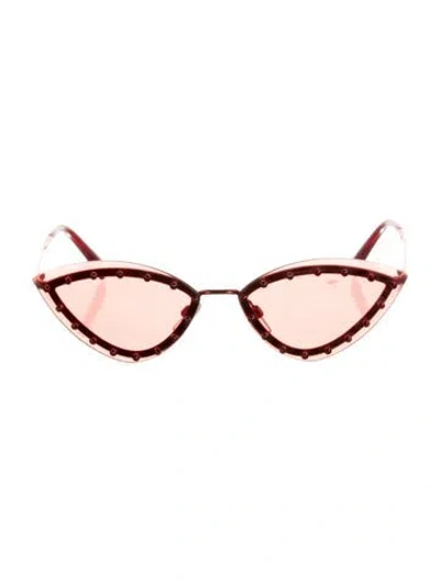 Pre-owned Valentino Cat-eye Mirrored Sunglasses In Red