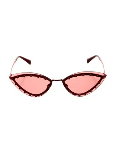 Pre-owned Valentino Cat-eye Mirrored Sunglasses In Red