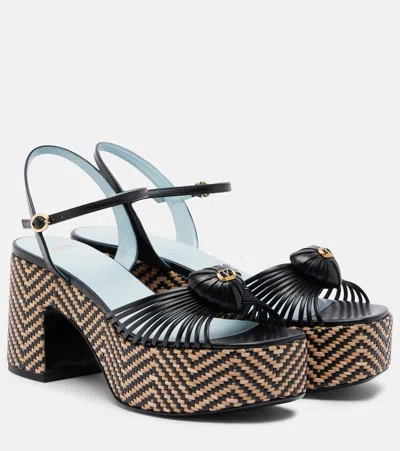 Valentino Garavani Caur Royal Leather Platform Sandals In Black