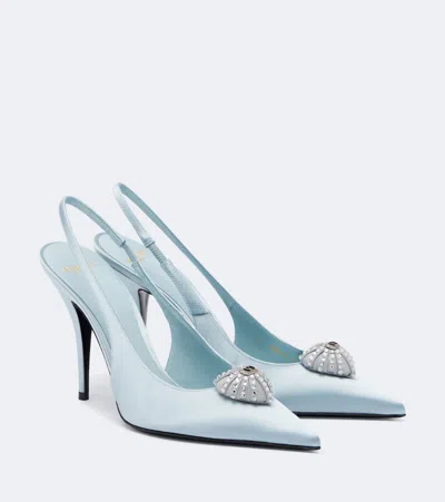 Valentino Garavani Caur Royal Satin Slingback Pumps In Blue