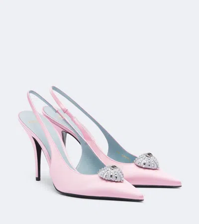 Valentino Garavani Caur Royal Satin Slingback Pumps In Pink