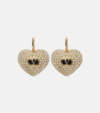 Valentino Garavani Caur Royale Crystal-embellished Earrings In Gold