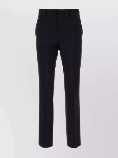 Valentino Wool And Mohair Trousers In Navy