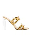 Valentino Metallic Chain Transparent-heel Mule Sandals In Nude