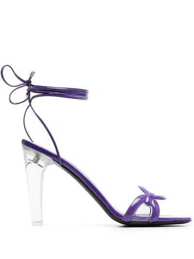 Valentino Garavani Valentino Purple Leather Chain Sandals Purple