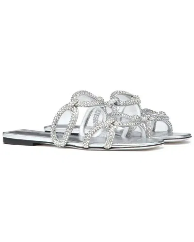 Valentino Garavani Valentino Chain 1967 Crystal-embellished Leather Sandal In Silver