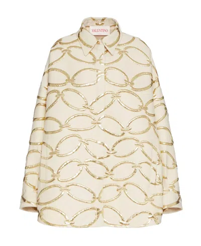 Valentino Chain 1967 Damask Coat Casual Jacket In Nude