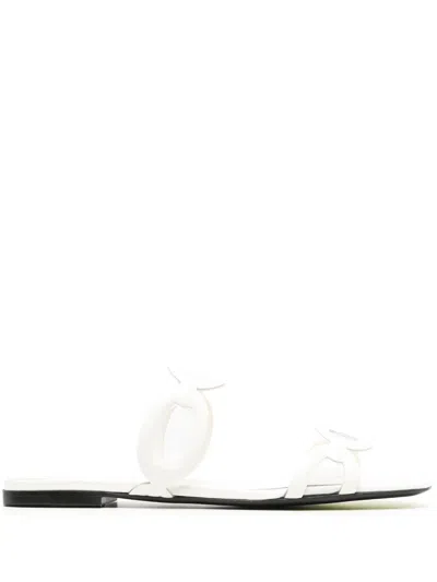 Valentino Garavani Chain 1967 Flat Slides In Weiss