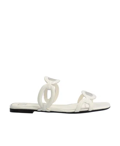 Valentino Garavani Chain 1967 Flat Slides In White