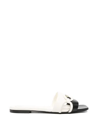 Pre-owned Valentino Garavani Chain 1967 Leather Sandals In Neutral