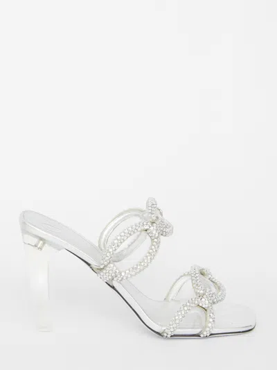 Valentino Garavani Chain 1967 10 Crystal-embellished Mules In Silver