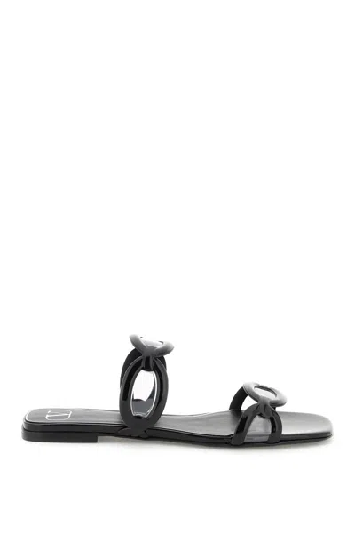 Valentino Garavani Chain 1967 Flat Sandals In Black